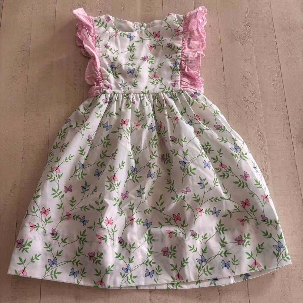Cecil and Lou Floral Ruffle Shoulder Tie Back Dress Size 3T Cottagecore Boho EUC